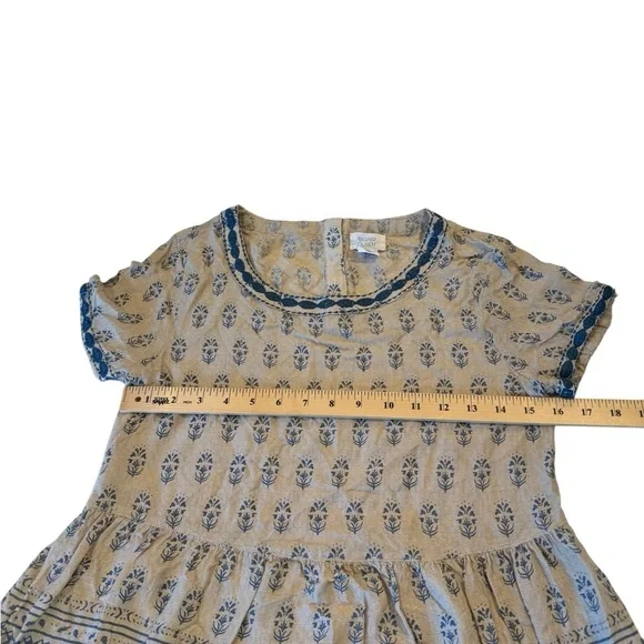 Sigrid Olson Beige Blue Country Print Doves & Floral Embroidery Trim Peplum Top - Picture 4 of 13